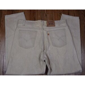 Vintage Levi's 550 Relaxed Fit Tapered Tan Jeans Orange Tab Made in USA 38x30